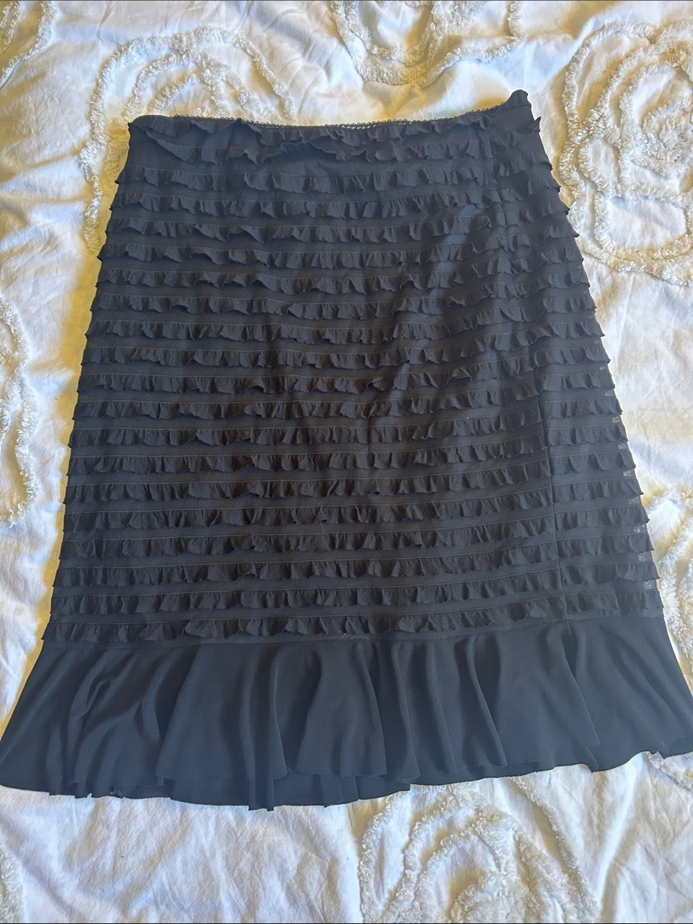 connected apparel Black Layered Ruffle Pencil Skirt